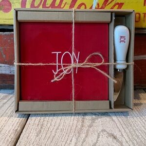 NIB Rae Dunn Ceramic JOY, Cheese Board and Spreader